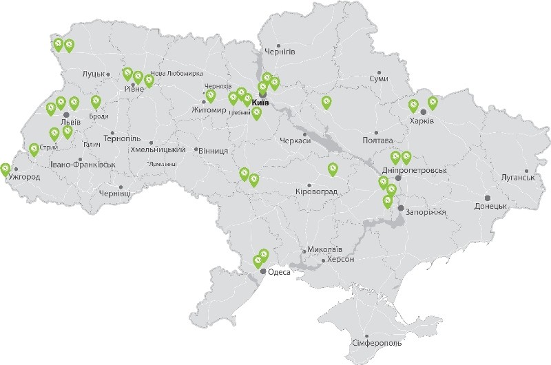 Сеть зарядных станций для электромобилей в Украине.